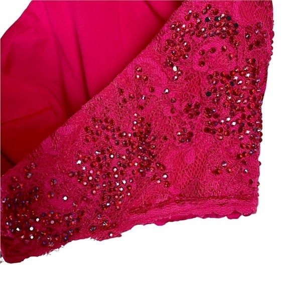 JOVANI 2 PIECE STRETCH LACE RHINESTONE CRYSTAL TRUMPET FORMAL PAGENT GOWN DRESS - Picture 14 of 16